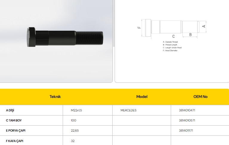 BİJON MERCEDES DİNGİL/FREZELİ-100 MM